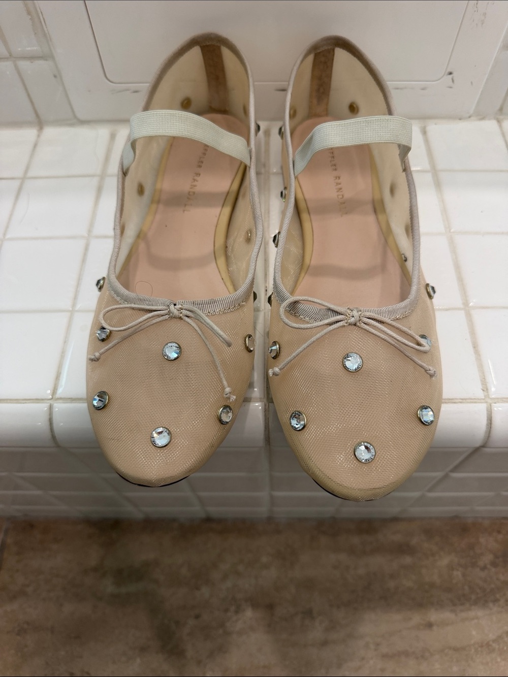 Loeffler Randall Nude Crystal Mesh Ballerina Flat with Bow- Size 8 - Picture 3 of 3